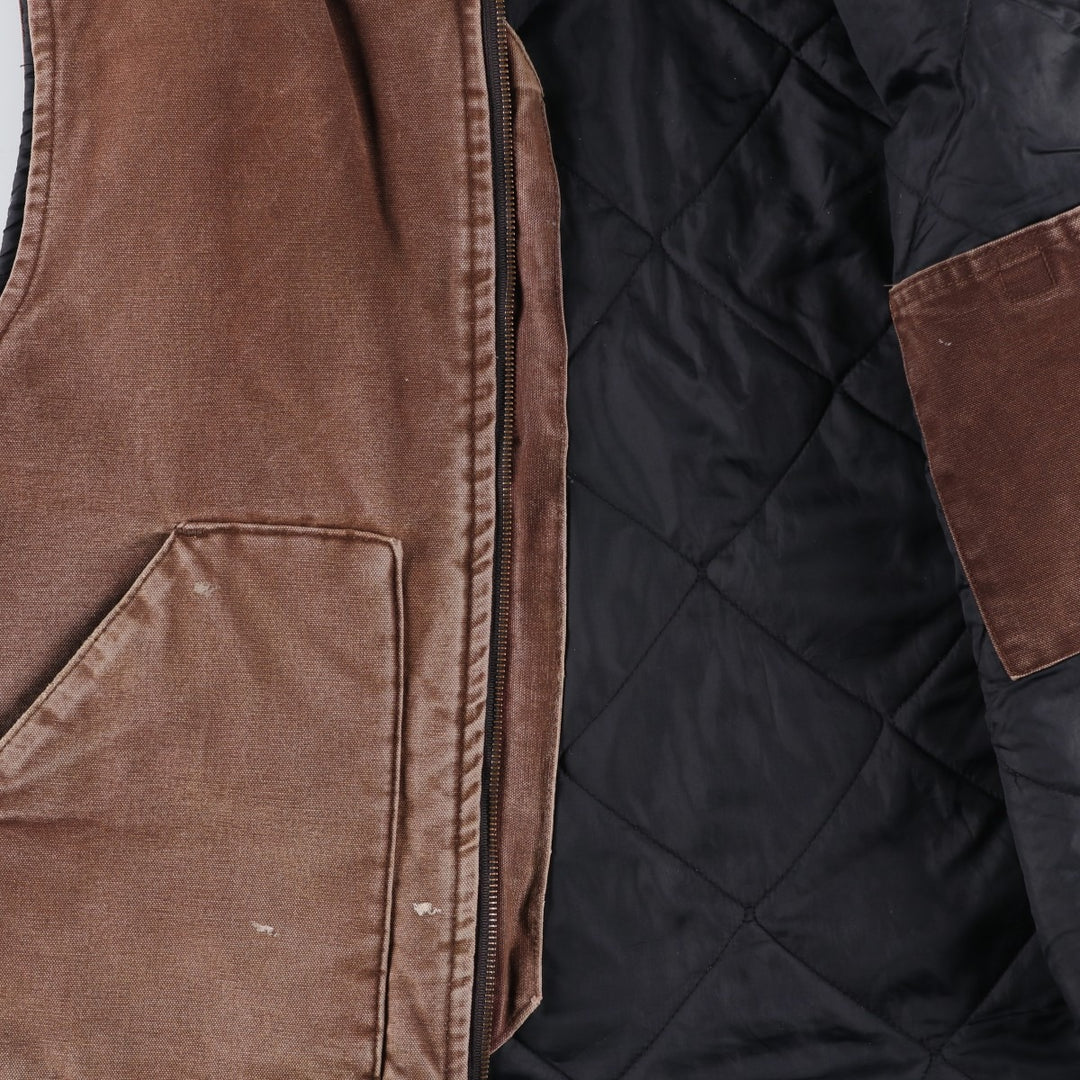 2000'S Carhartt Classic Padded Duck Vest, Made in USA, Men's XL cotton brown type Vintage Second Hand
