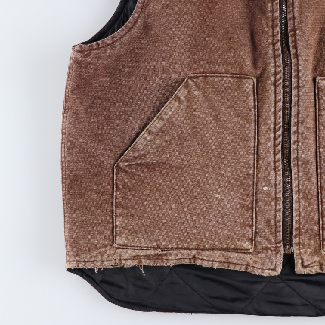 2000'S Carhartt Classic Padded Duck Vest, Made in USA, Men's XL cotton brown type Vintage Second Hand