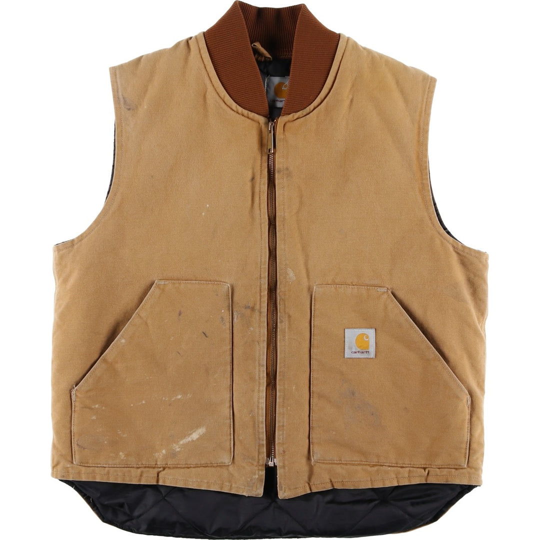 90'S Carhartt Classic Padded Duck Vest, Made in USA, Men's Size L, Vintage cotton brown type Vintage Second Hand