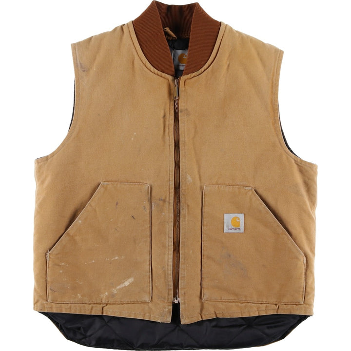 90'S Carhartt Classic Padded Duck Vest, Made in USA, Men's Size L, Vintage cotton brown type Vintage Second Hand