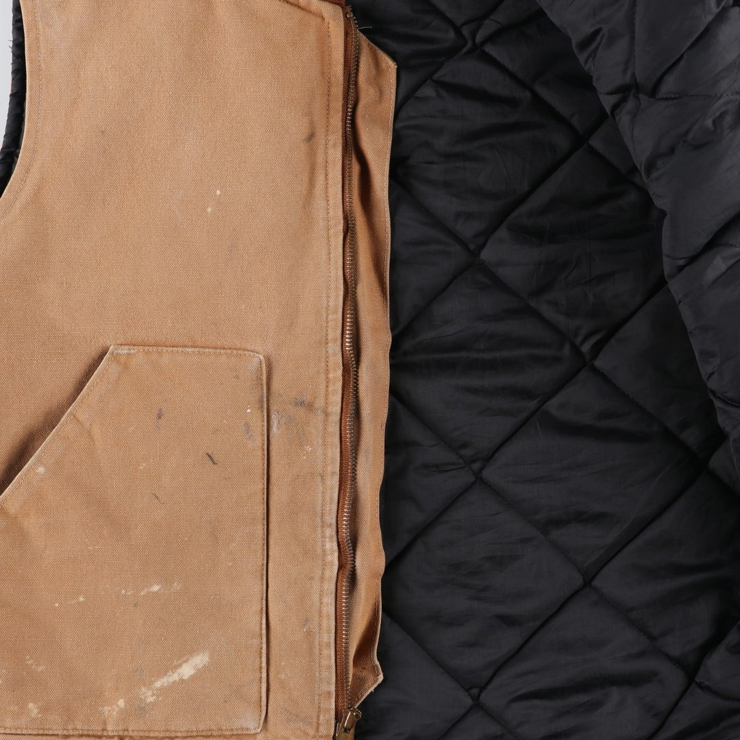 90'S Carhartt Classic Padded Duck Vest, Made in USA, Men's Size L, Vintage cotton brown type Vintage Second Hand
