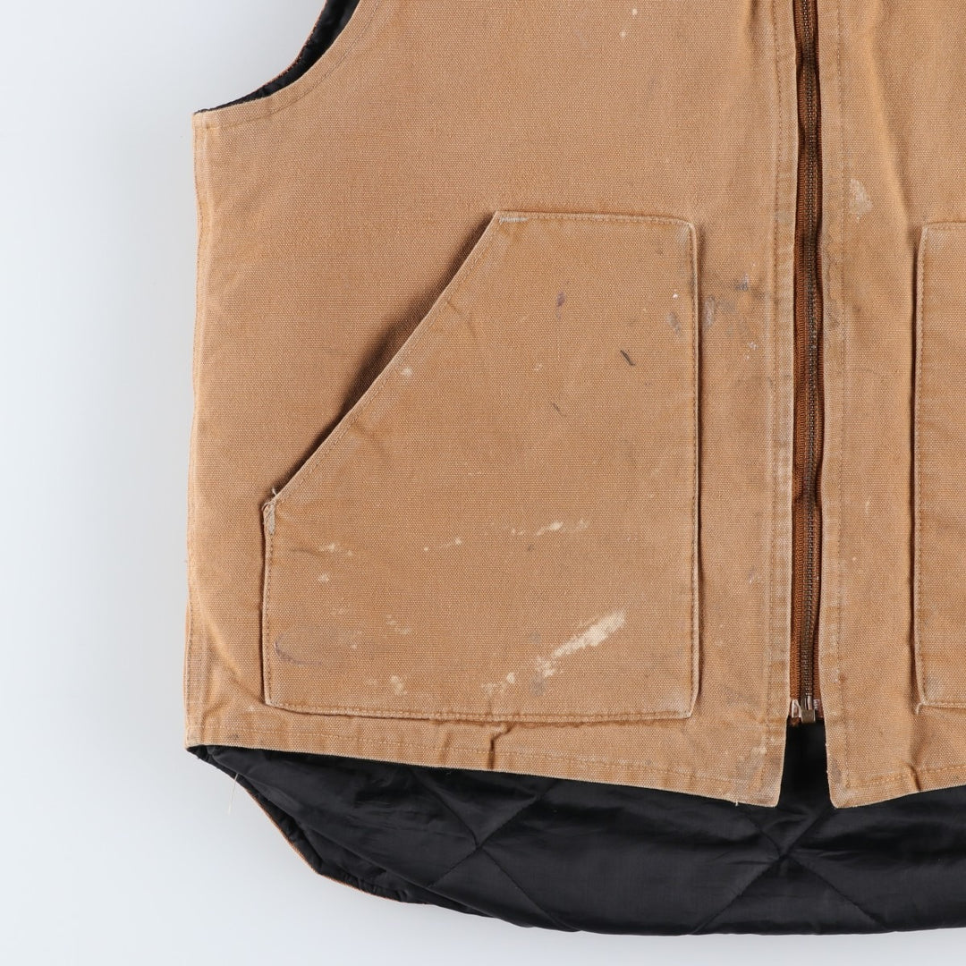 90'S Carhartt Classic Padded Duck Vest, Made in USA, Men's Size L, Vintage cotton brown type Vintage Second Hand