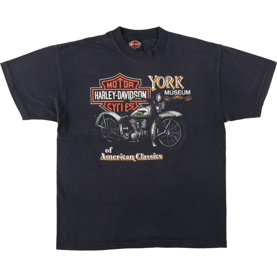 1980'S Harley-Davidson Motorcycle T-Shirt, Men's Size XL (Equivalent), Vintage cotton black type Vintage Second Hand