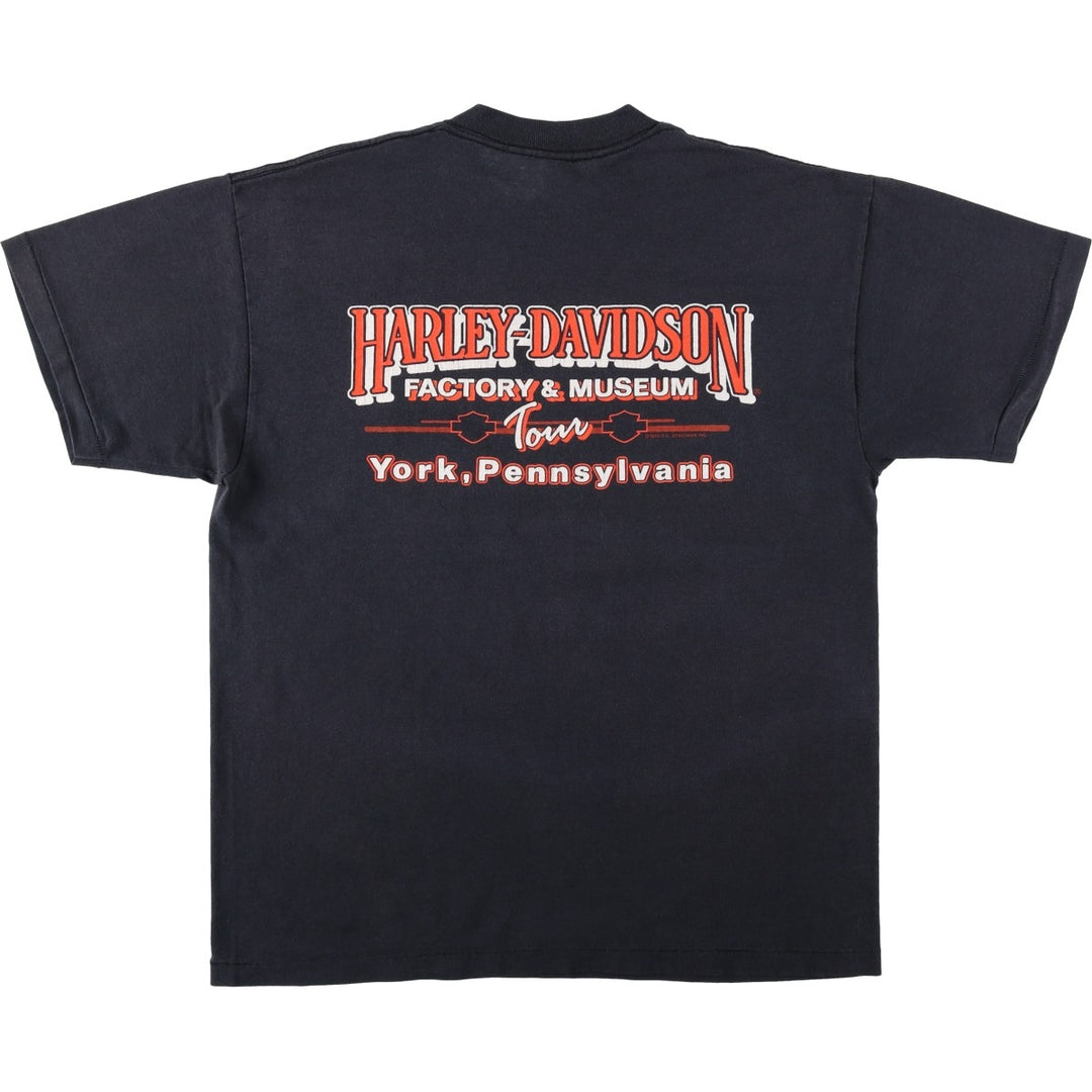 1980'S Harley-Davidson Motorcycle T-Shirt, Men's Size XL (Equivalent), Vintage cotton black type Vintage Second Hand