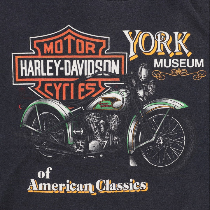 1980'S Harley-Davidson Motorcycle T-Shirt, Men's Size XL (Equivalent), Vintage cotton black type Vintage Second Hand