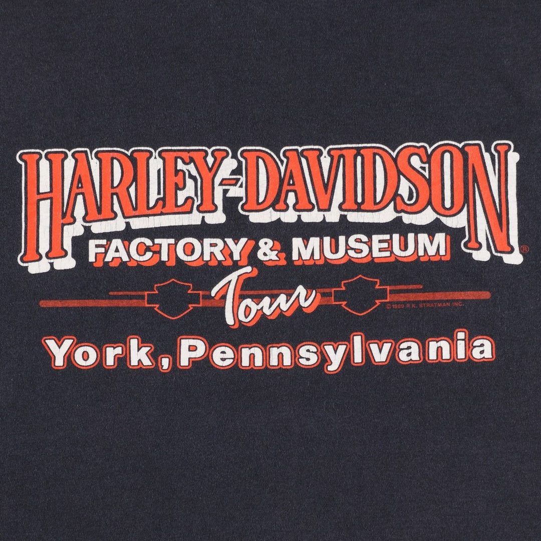 1980'S Harley-Davidson Motorcycle T-Shirt, Men's Size XL (Equivalent), Vintage cotton black type Vintage Second Hand