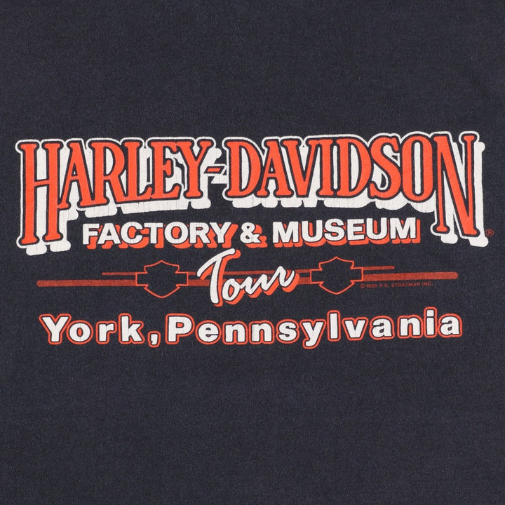 1980'S Harley-Davidson Motorcycle T-Shirt, Men's Size XL (Equivalent), Vintage cotton black type Vintage Second Hand