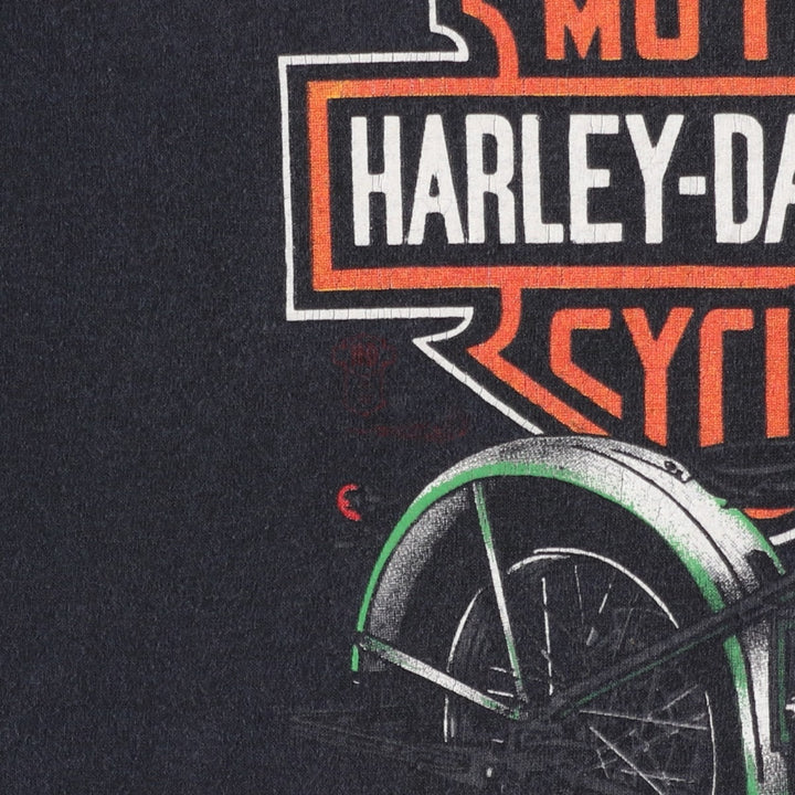 1980'S Harley-Davidson Motorcycle T-Shirt, Men's Size XL (Equivalent), Vintage cotton black type Vintage Second Hand