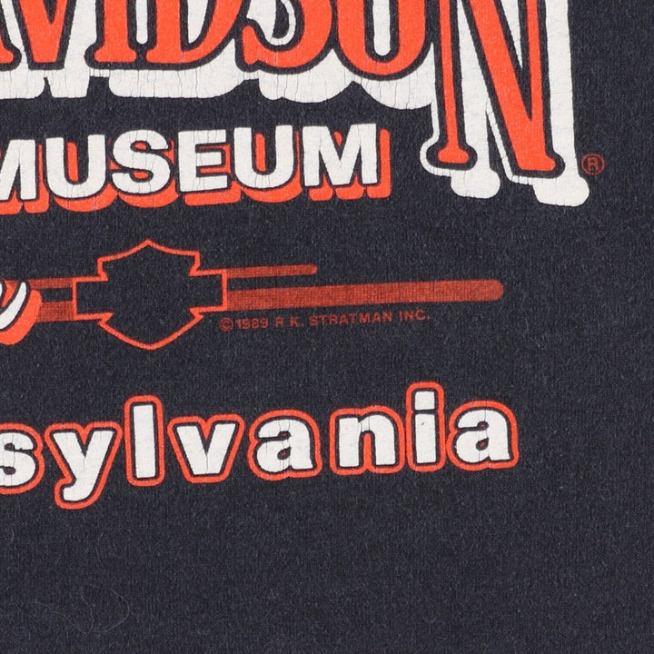 1980'S Harley-Davidson Motorcycle T-Shirt, Men's Size XL (Equivalent), Vintage cotton black type Vintage Second Hand