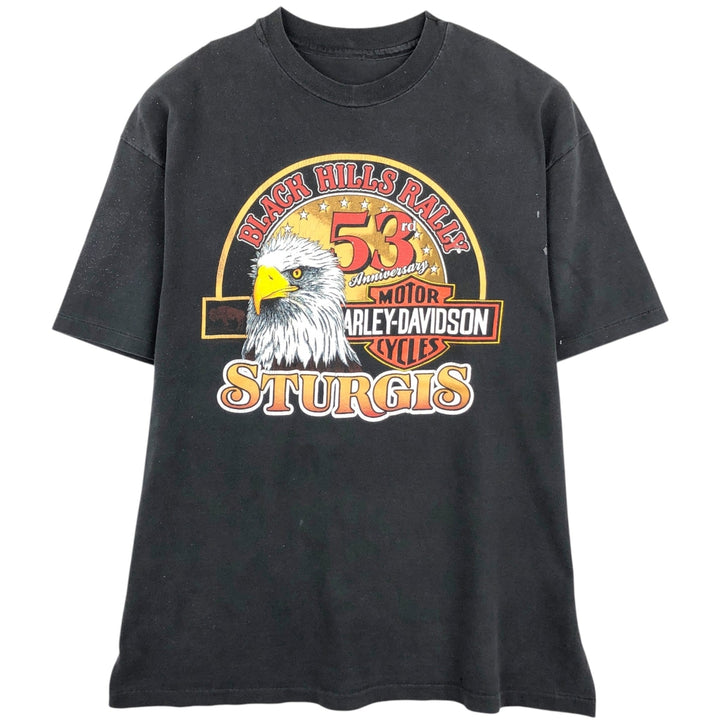 ~90'S Harley-Davidson Eagle Pattern Motorcycle T-Shirt, Men's XL (approx.), Vintage unclear black type Vintage Second Hand