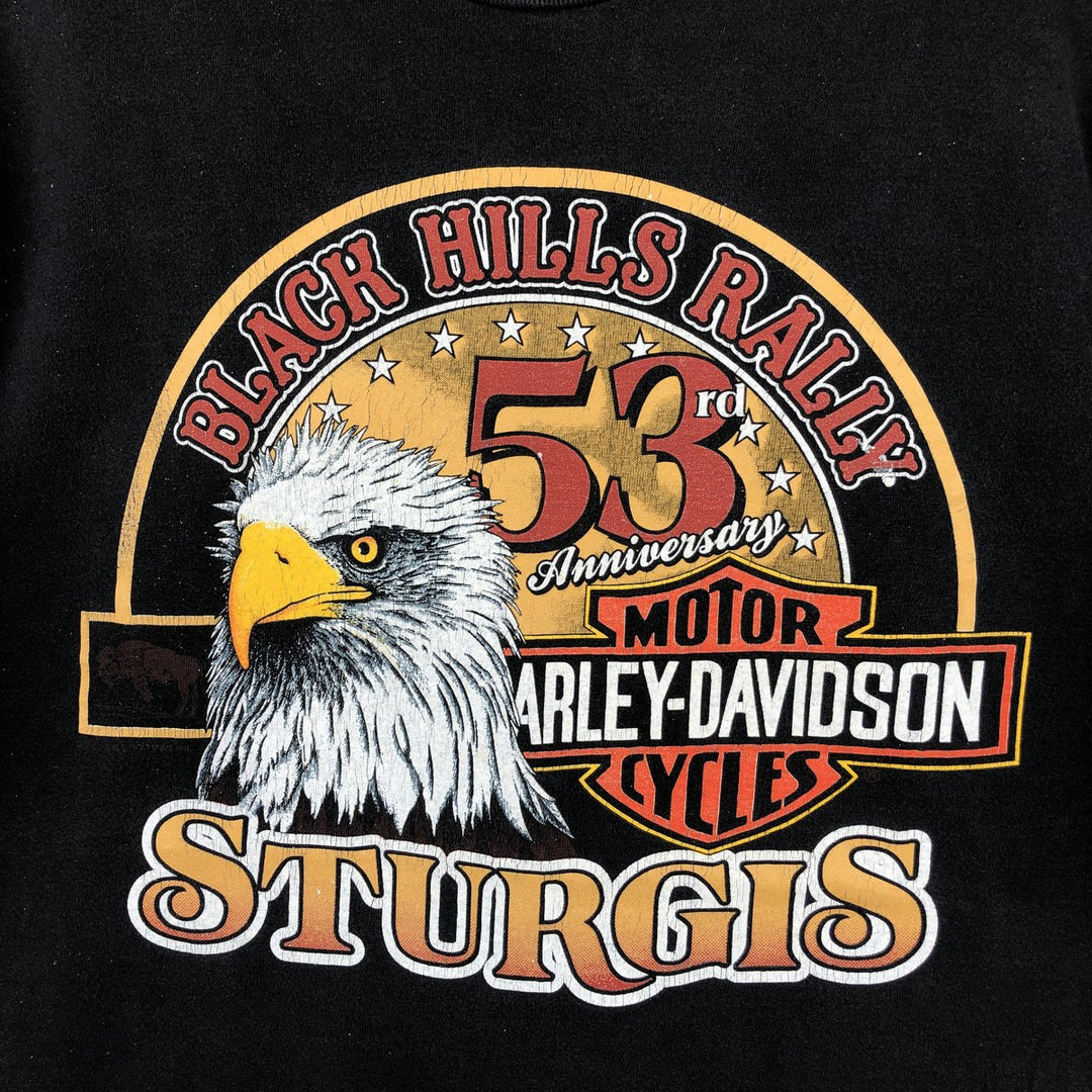~90'S Harley-Davidson Eagle Pattern Motorcycle T-Shirt, Men's XL (approx.), Vintage unclear black type Vintage Second Hand
