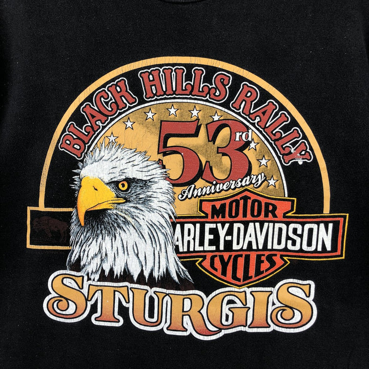 ~90'S Harley-Davidson Eagle Pattern Motorcycle T-Shirt, Men's XL (approx.), Vintage unclear black type Vintage Second Hand