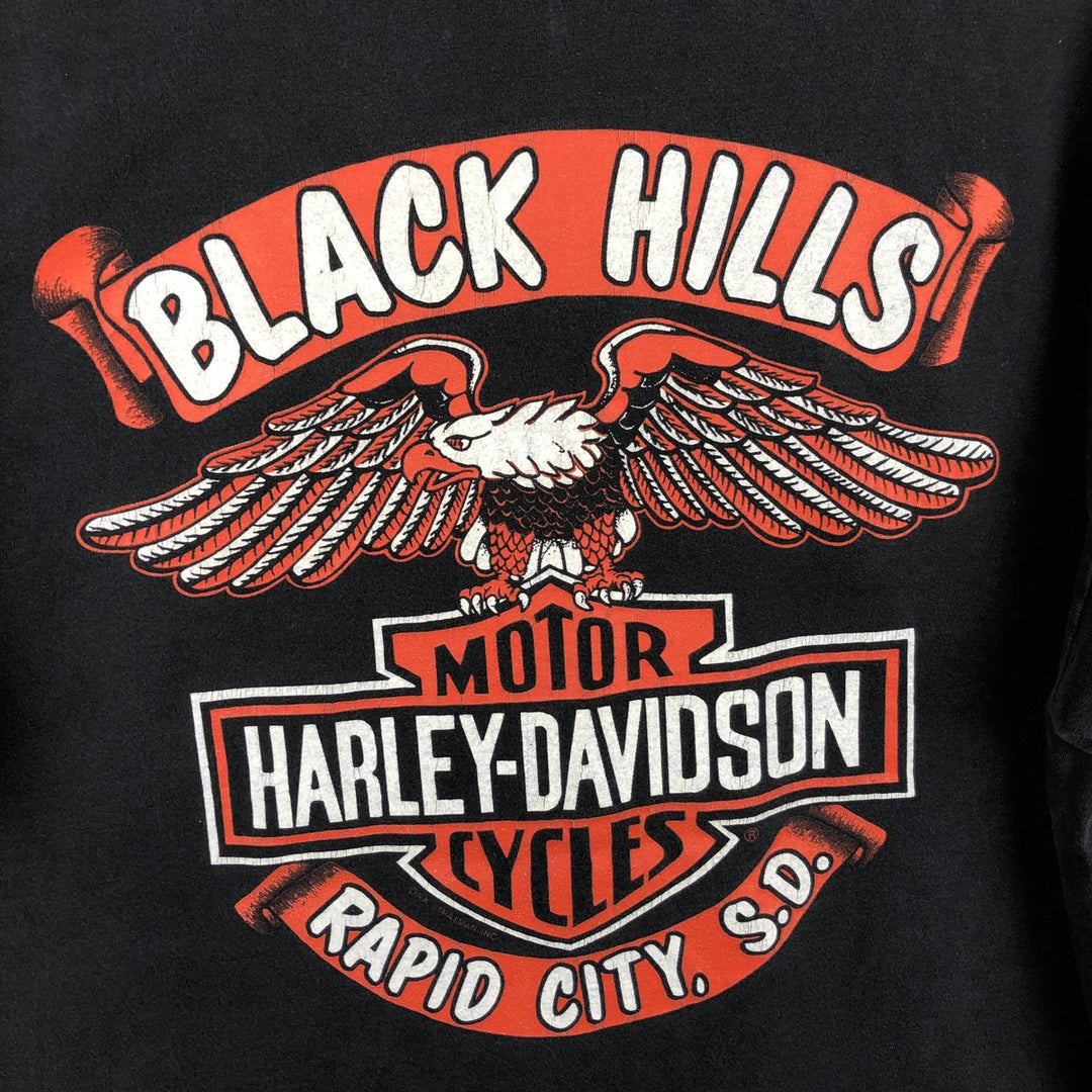 ~90'S Harley-Davidson Eagle Pattern Motorcycle T-Shirt, Men's XL (approx.), Vintage unclear black type Vintage Second Hand