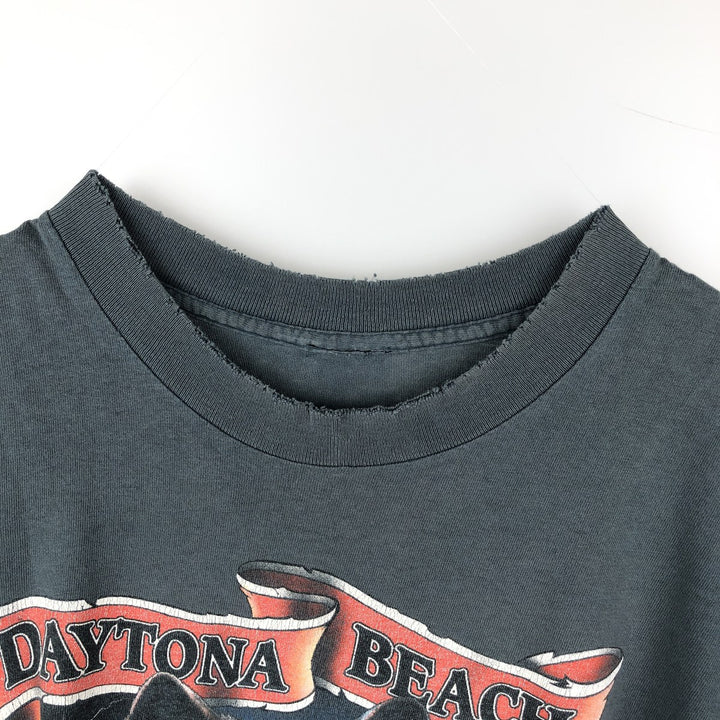 ~90'S Harley-Davidson Wolf Pattern Eagle Pattern Motorcycle T-Shirt Men's Size L (Equivalent) Vintage unclear Charcoal Vintage Second Hand