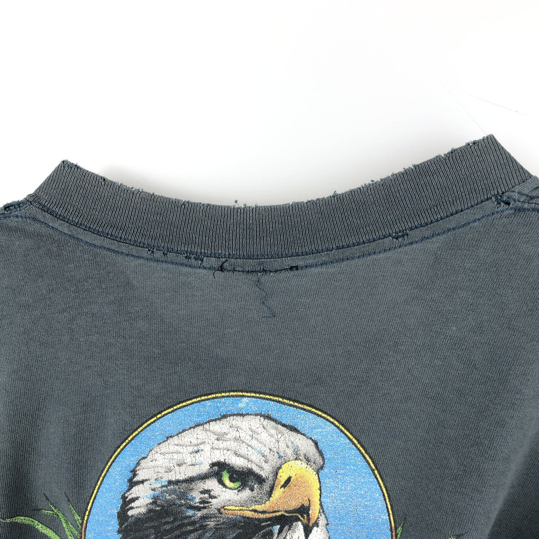 ~90'S Harley-Davidson Wolf Pattern Eagle Pattern Motorcycle T-Shirt Men's Size L (Equivalent) Vintage unclear Charcoal Vintage Second Hand