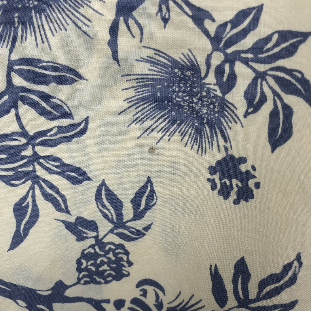 2000'S Ralph Lauren POLO JEANS COMPANY all-over botanical pattern open-collar Aloha shirt, boxy fit, men's size XL equivalent. cotton lemon yellow Vintage Second Hand