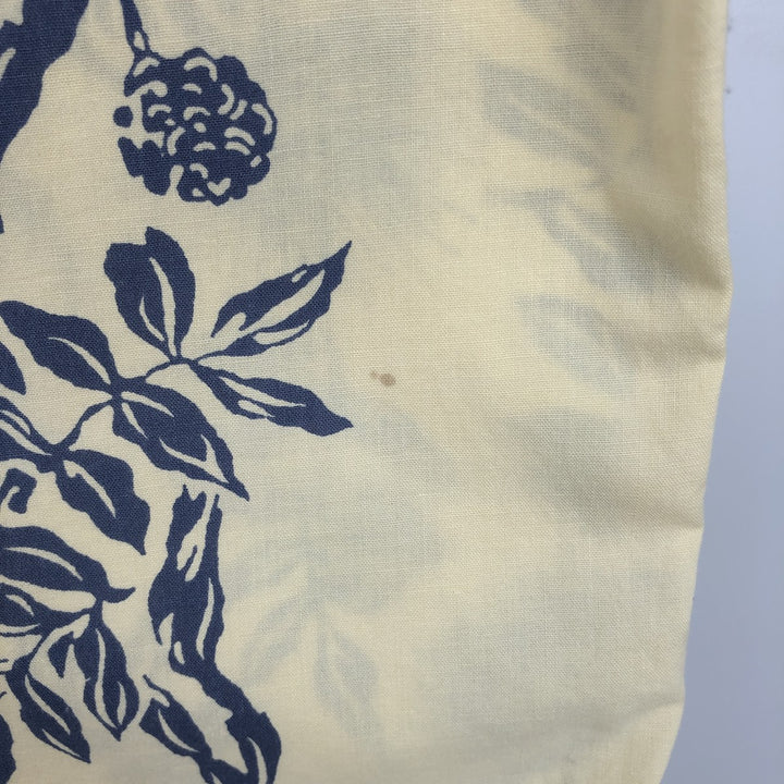 2000'S Ralph Lauren POLO JEANS COMPANY all-over botanical pattern open-collar Aloha shirt, boxy fit, men's size XL equivalent. cotton lemon yellow Vintage Second Hand