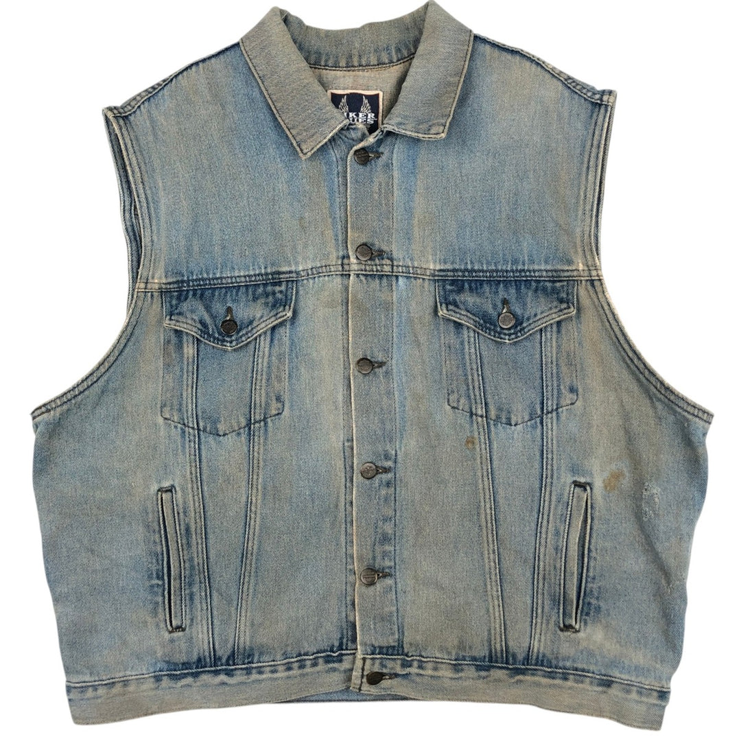 Harley-Davidson BIKER BLUES Eagle Pattern Denim Vest, Made in USA, Men's XL (approx.) cotton blue type Vintage Second Hand