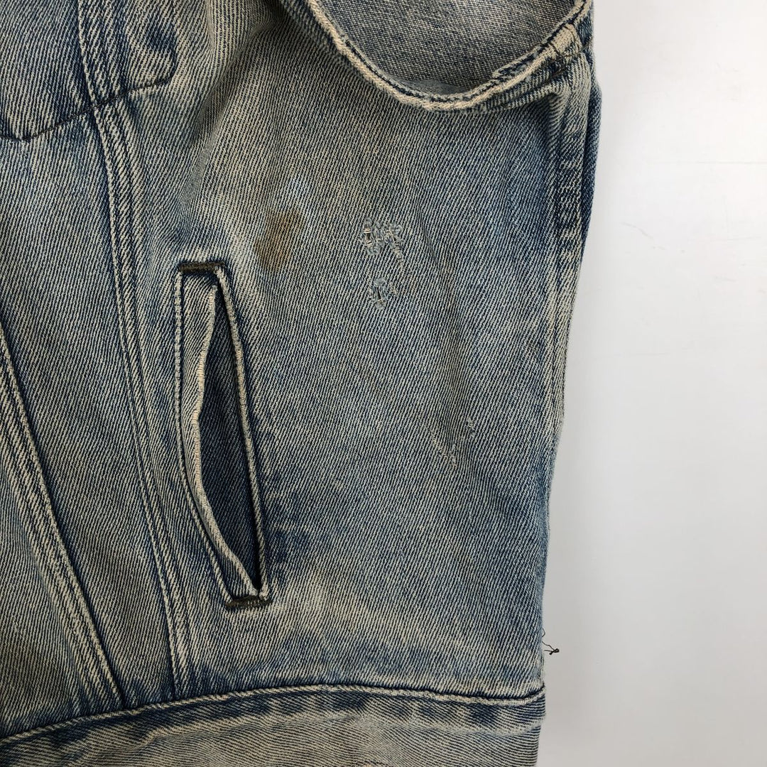 Harley-Davidson BIKER BLUES Eagle Pattern Denim Vest, Made in USA, Men's XL (approx.) cotton blue type Vintage Second Hand