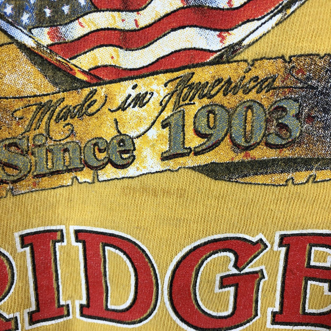 90'S Harley-Davidson Eagle Pattern/Stars and Stripes Motorcycle Long-Sleeve T-Shirt (Men's XL equivalent) unclear yellow type Vintage Second Hand