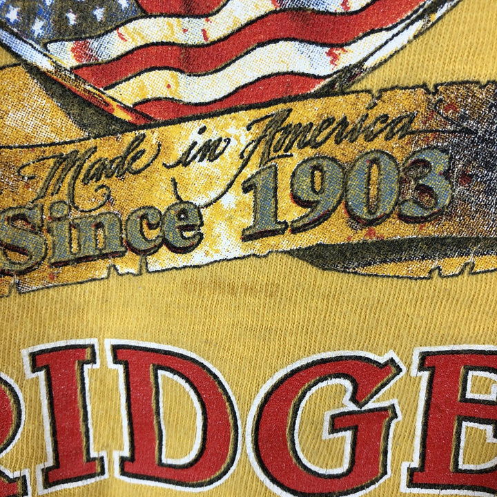 90'S Harley-Davidson Eagle Pattern/Stars and Stripes Motorcycle Long-Sleeve T-Shirt (Men's XL equivalent) unclear yellow type Vintage Second Hand