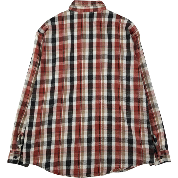 80'S Five Brother Long Sleeve Flannel Check Shirt Made in USA Men's XL Vintage unclear red type reddish brown Vintage Second Hand