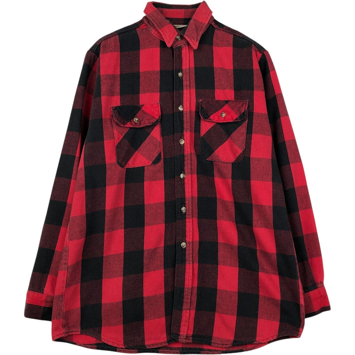 90'S Vintage Five Brother Buffalo Check Long Sleeve Flannel Check Shirt, Men's Size L unclear black type Vintage Second Hand