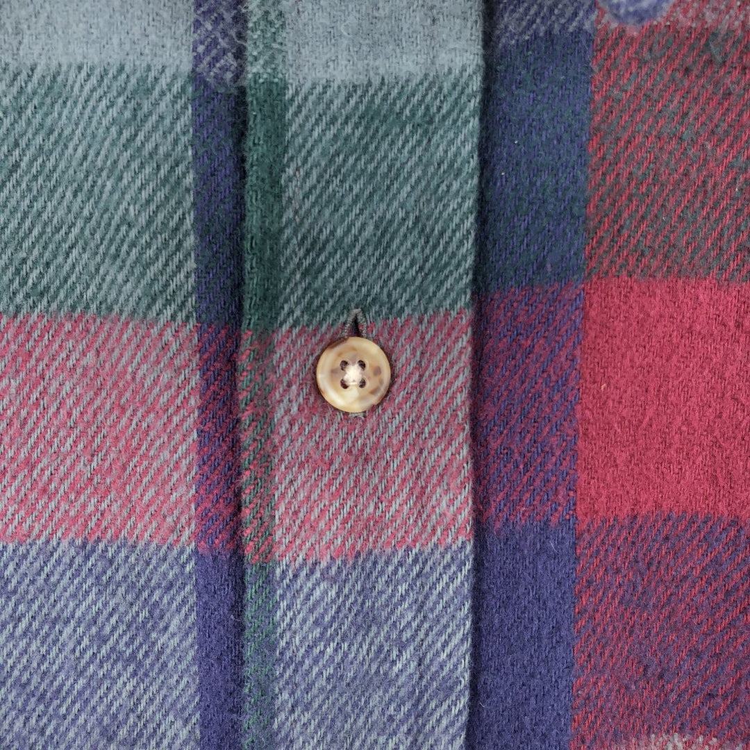 90'S Five Brother Long-Sleeve Heavy Flannel Check Shirt, Men's Size XL (approx.) cotton Navy blue Vintage Second Hand