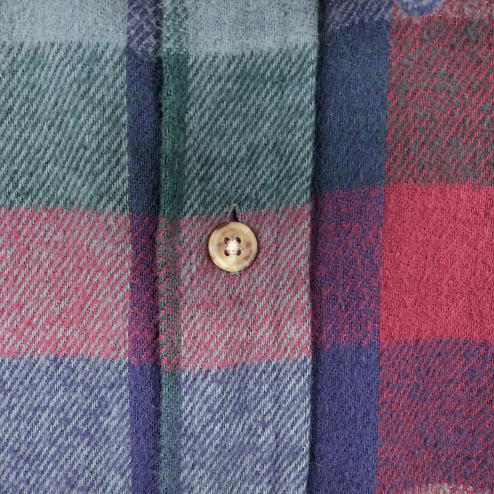90'S Five Brother Long-Sleeve Heavy Flannel Check Shirt, Men's Size XL (approx.) cotton Navy blue Vintage Second Hand