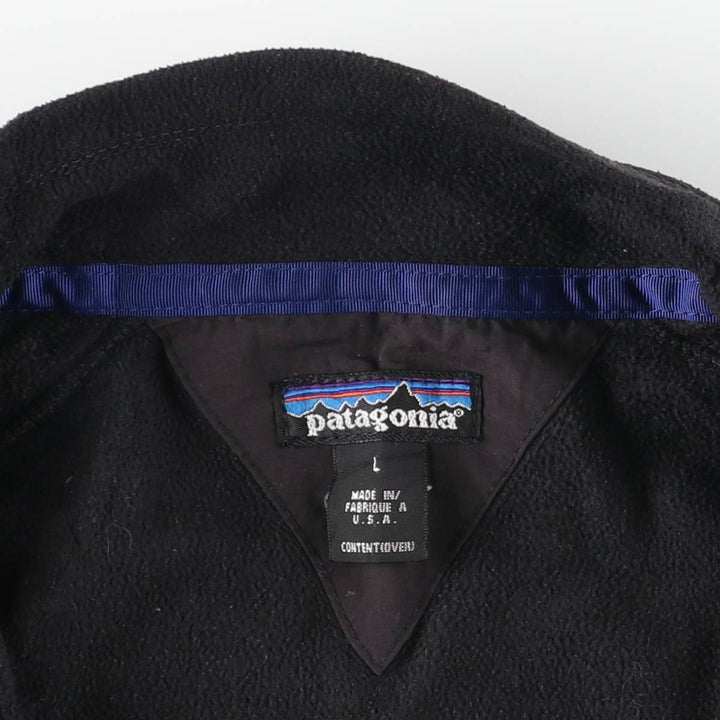 Patagonia Half-Snap Fleece Pullover, Made in USA, Men's Size L polyester black type Vintage Second Hand