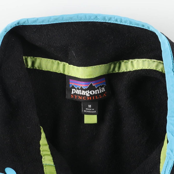 Patagonia Lightweight Synchilla Snap Tee (25455FA15) - Half-Snap Fleece Pullover, Women's Size Medium polyester black type Vintage Second Hand