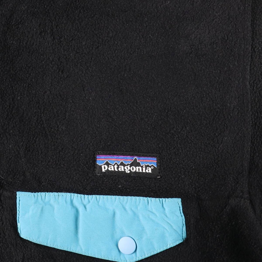 Patagonia Lightweight Synchilla Snap Tee (25455FA15) - Half-Snap Fleece Pullover, Women's Size Medium polyester black type Vintage Second Hand