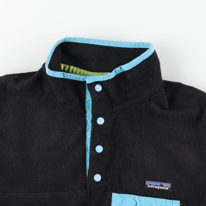 Patagonia Lightweight Synchilla Snap Tee (25455FA15) - Half-Snap Fleece Pullover, Women's Size Medium polyester black type Vintage Second Hand
