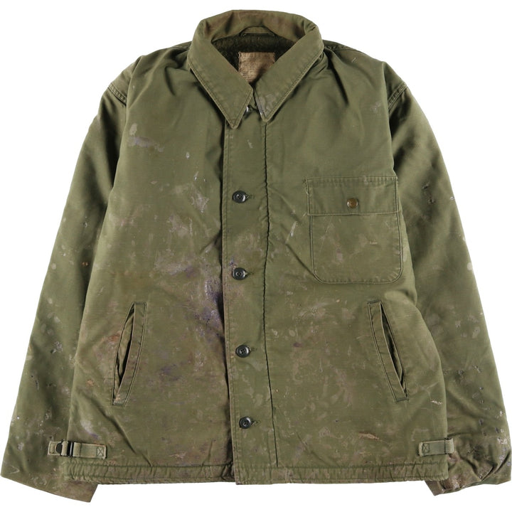 Special Price: Authentic 1970'S US Military A-2 Deck Jacket, Men's Size Large, Vintage Nylon Khaki type Vintage Second Hand