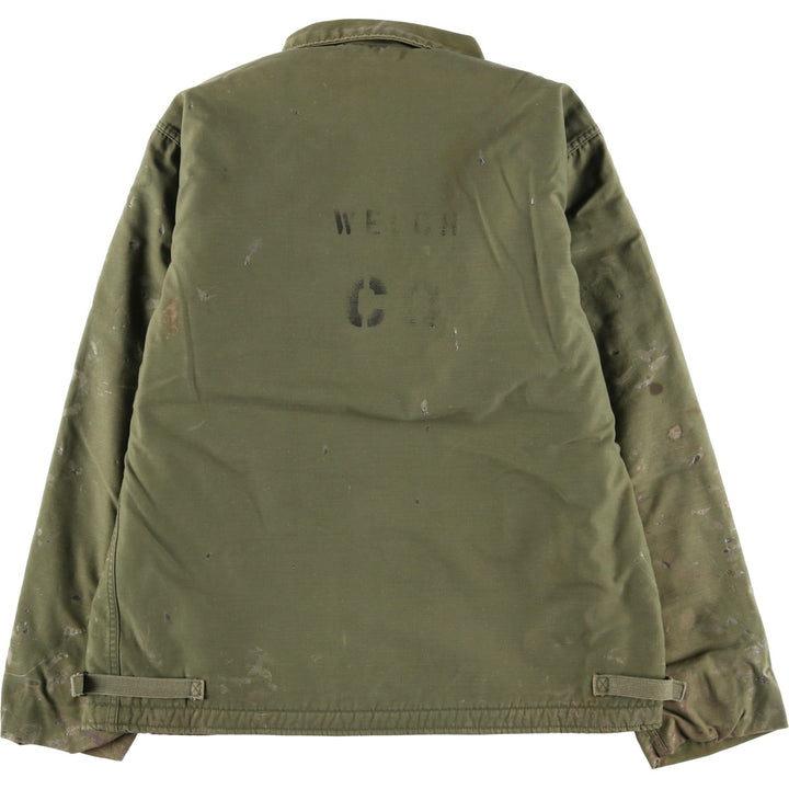 Special Price: Authentic 1970'S US Military A-2 Deck Jacket, Men's Size Large, Vintage Nylon Khaki type Vintage Second Hand