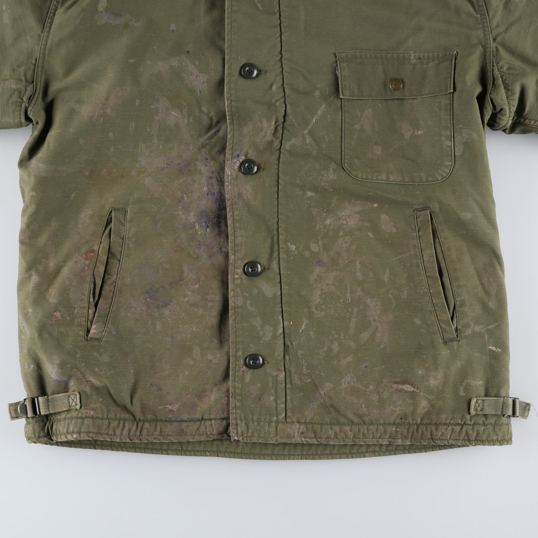 Special Price: Authentic 1970'S US Military A-2 Deck Jacket, Men's Size Large, Vintage Nylon Khaki type Vintage Second Hand