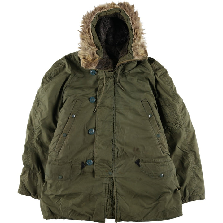 1970'S US Military N-3B Modified Coyote Fur Padded Military Flight Jacket, Men's Size Medium, Vintage wool Khaki type Vintage Second Hand