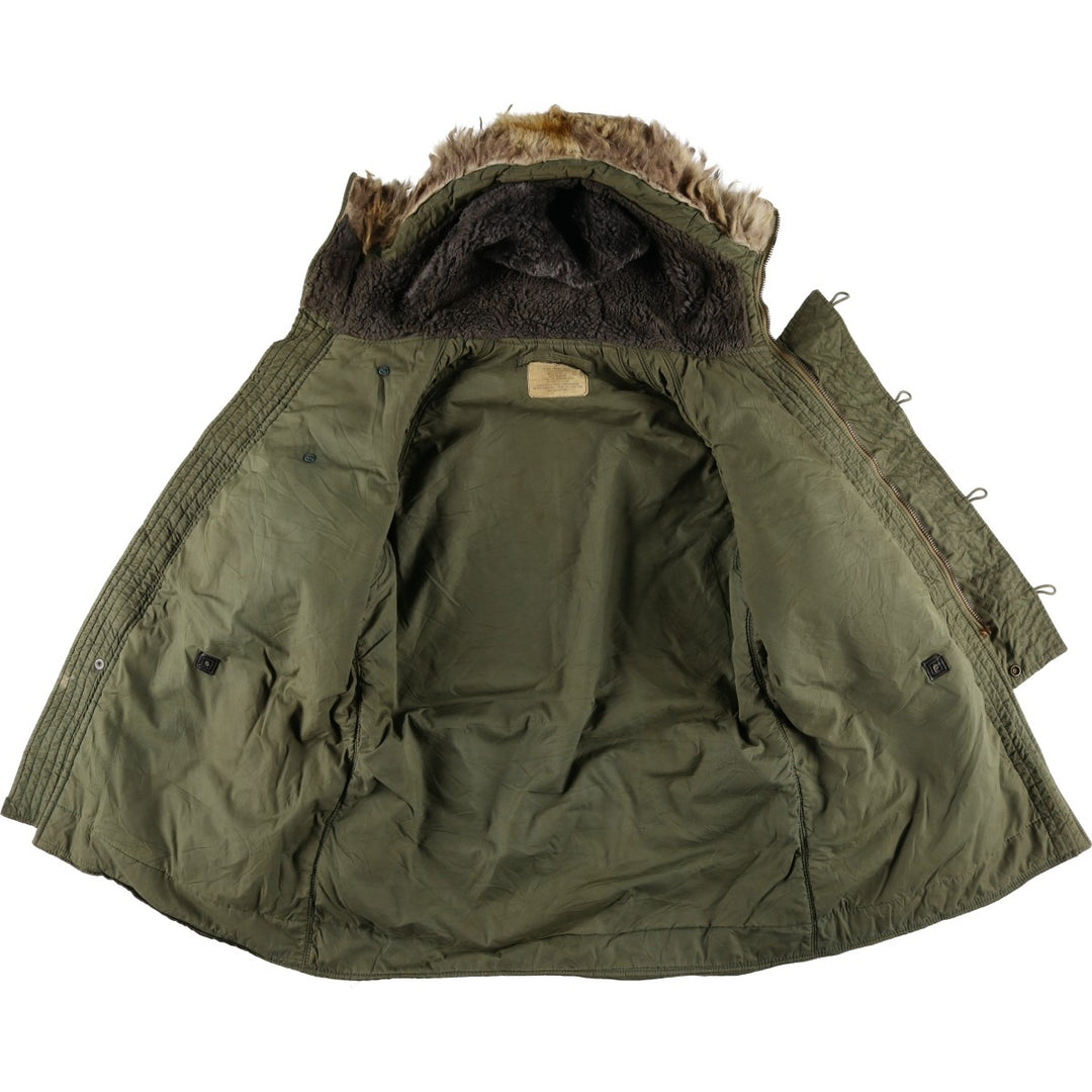 1970'S US Military N-3B Modified Coyote Fur Padded Military Flight Jacket, Men's Size Medium, Vintage wool Khaki type Vintage Second Hand
