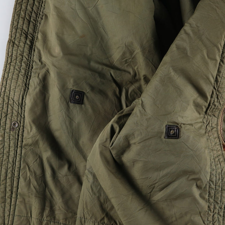 1970'S US Military N-3B Modified Coyote Fur Padded Military Flight Jacket, Men's Size Medium, Vintage wool Khaki type Vintage Second Hand