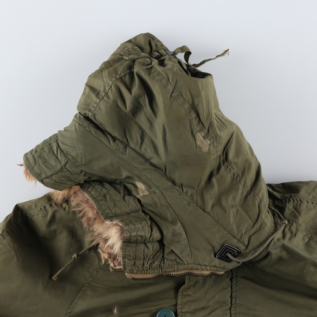 1970'S US Military N-3B Modified Coyote Fur Padded Military Flight Jacket, Men's Size Medium, Vintage wool Khaki type Vintage Second Hand