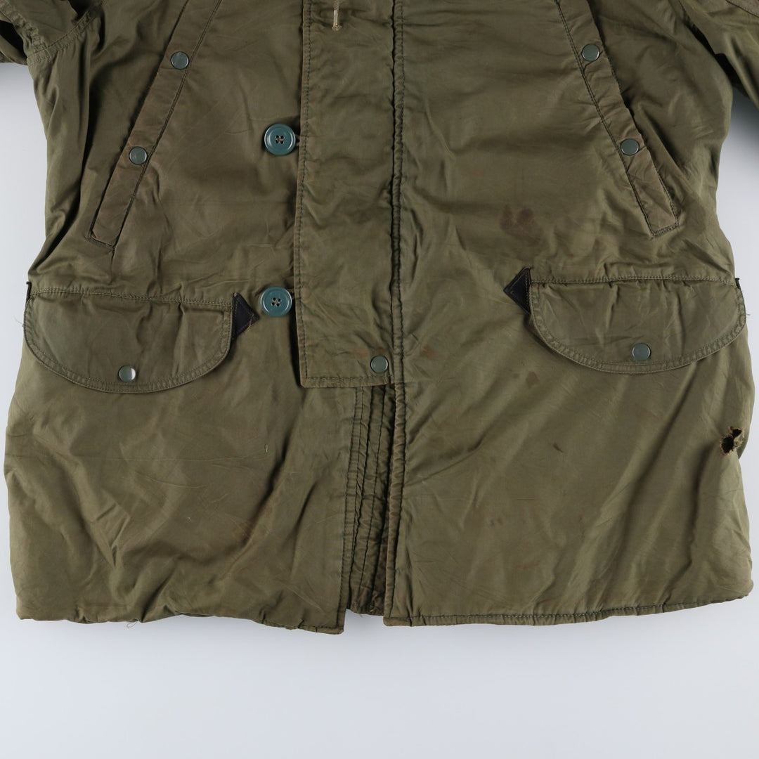 1970'S US Military N-3B Modified Coyote Fur Padded Military Flight Jacket, Men's Size Medium, Vintage wool Khaki type Vintage Second Hand