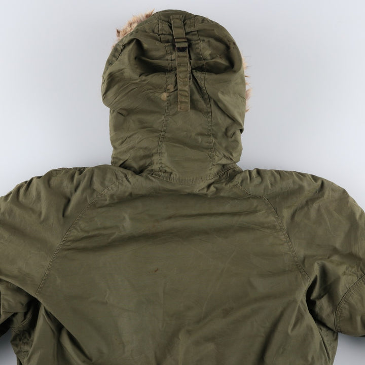 1970'S US Military N-3B Modified Coyote Fur Padded Military Flight Jacket, Men's Size Medium, Vintage wool Khaki type Vintage Second Hand