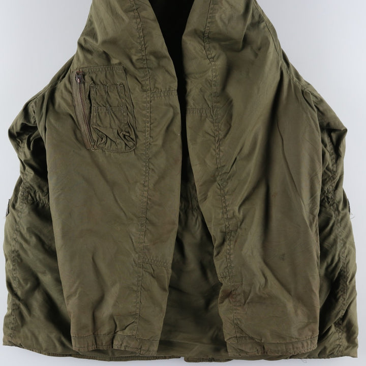 1970'S US Military N-3B Modified Coyote Fur Padded Military Flight Jacket, Men's Size Medium, Vintage wool Khaki type Vintage Second Hand