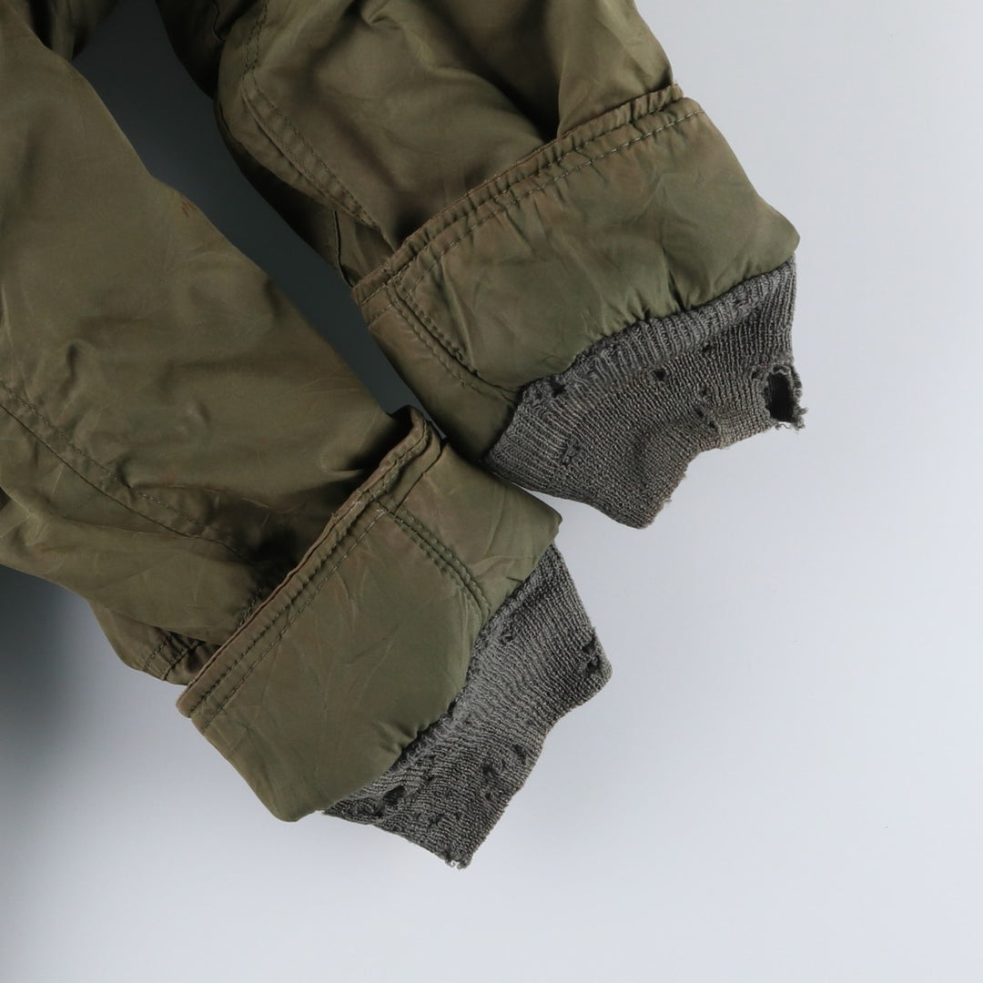1970'S US Military N-3B Modified Coyote Fur Padded Military Flight Jacket, Men's Size Medium, Vintage wool Khaki type Vintage Second Hand