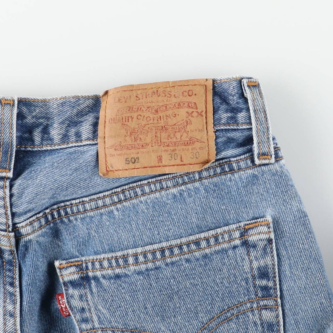 90'S Levi's 6501-0193 Straight Denim Pants, Made in USA, Women's Size L (W30), Vintage cotton blue type Vintage Second Hand