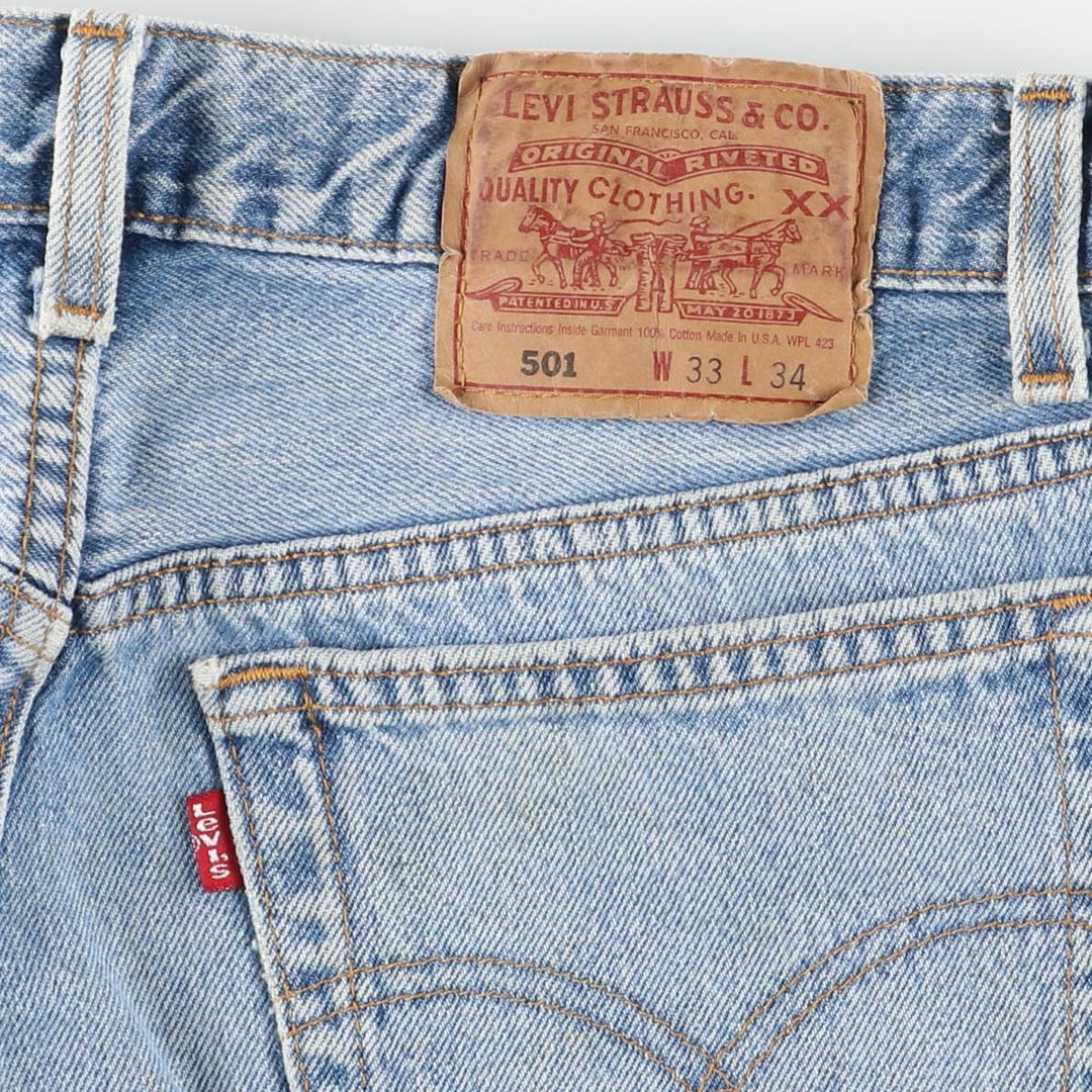 90'S Levi's 501 Straight Denim Pants, Made in USA, Men's, W32, Vintage cotton Blue type light blue Vintage Second Hand