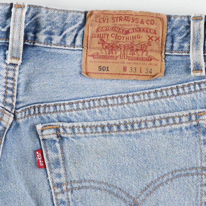 90'S Levi's 501 Straight Denim Pants, Made in USA, Men's, W32, Vintage cotton Blue type light blue Vintage Second Hand