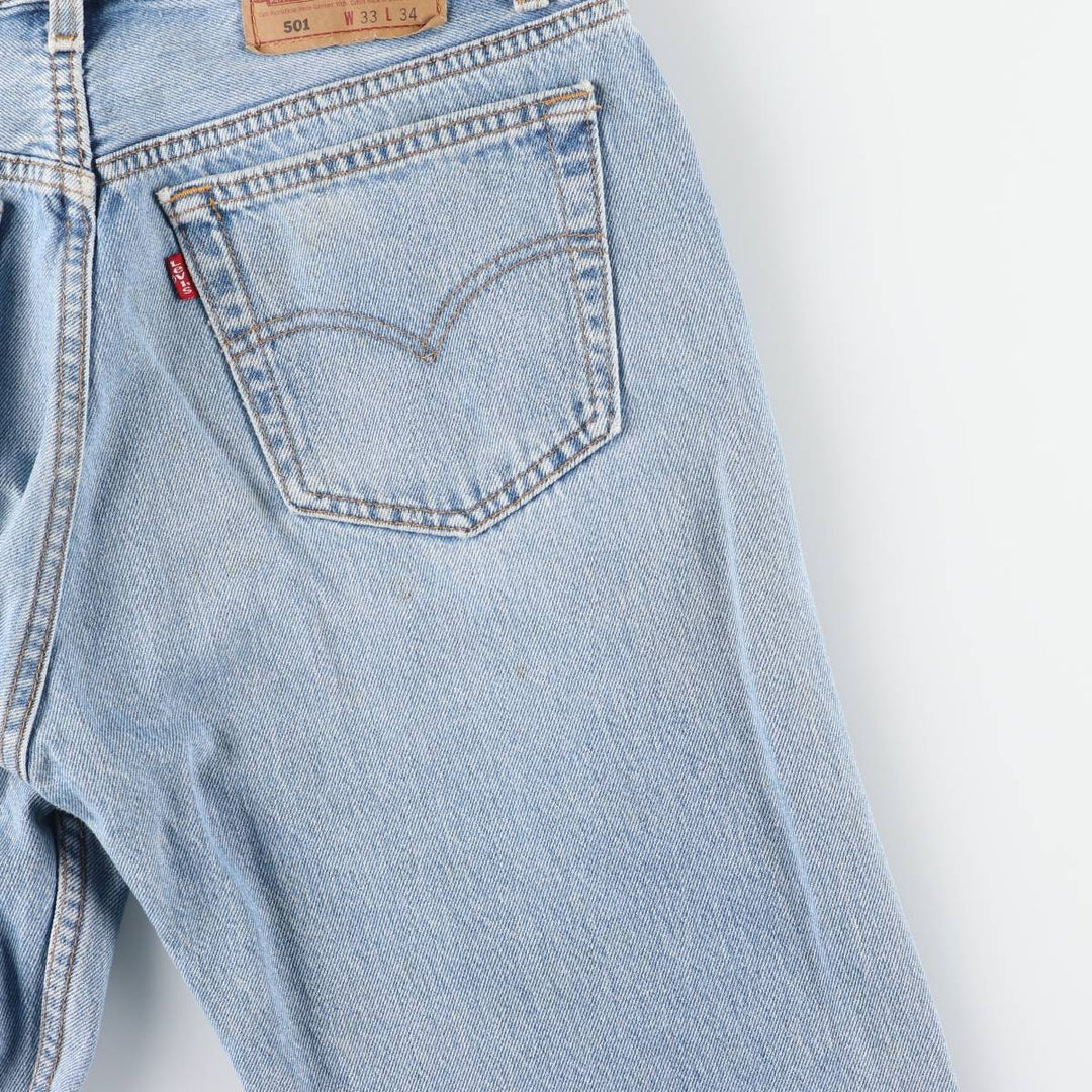 90'S Levi's 501 Straight Denim Pants, Made in USA, Men's, W32, Vintage cotton Blue type light blue Vintage Second Hand