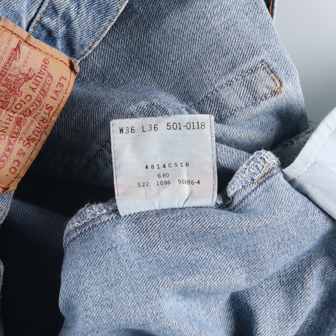 90'S Levi's 501-0118 Straight Denim Pants, Made in USA, Men's, Size 34, Vintage cotton blue type Vintage Second Hand
