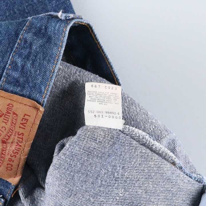 90'S Levi's 501-0000 Straight Denim Pants Made in USA Men's W33 Vintage cotton blue type Vintage Second Hand